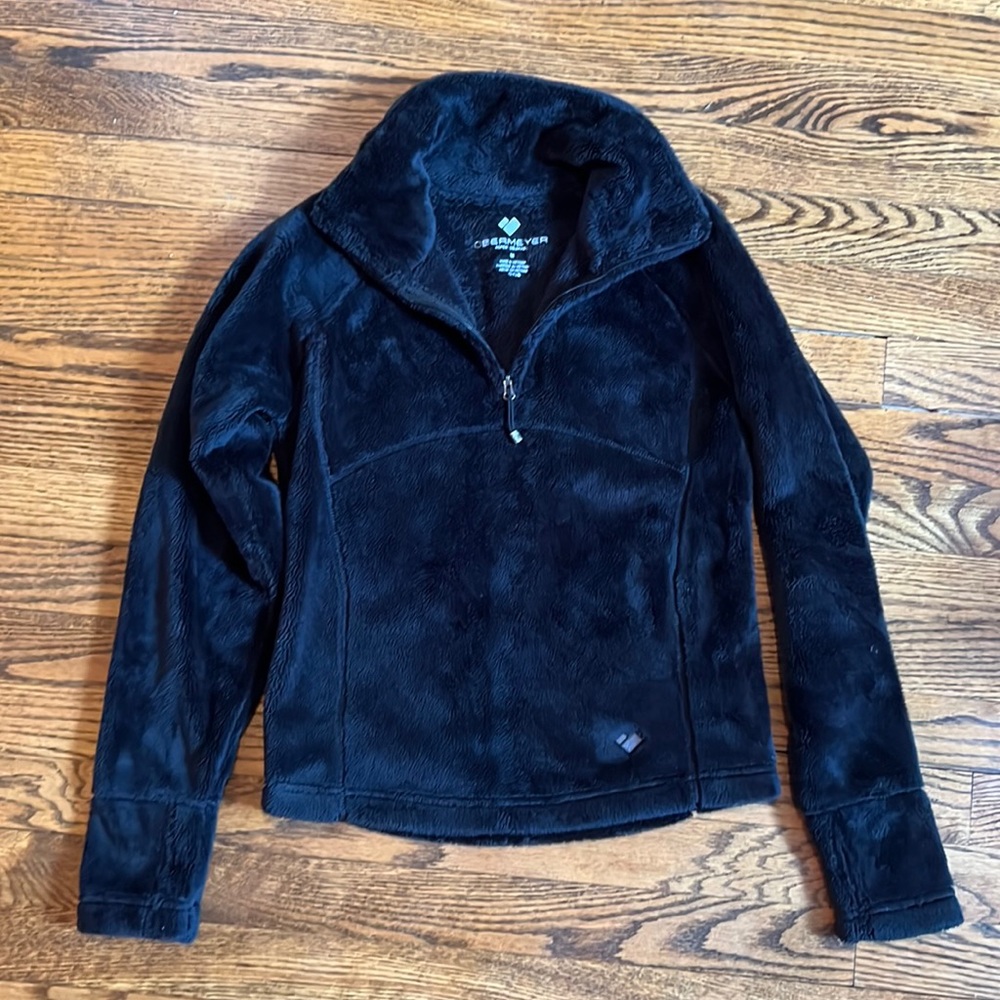 Obermeyer 3/4 zip Black fleece size M= girls 8-10